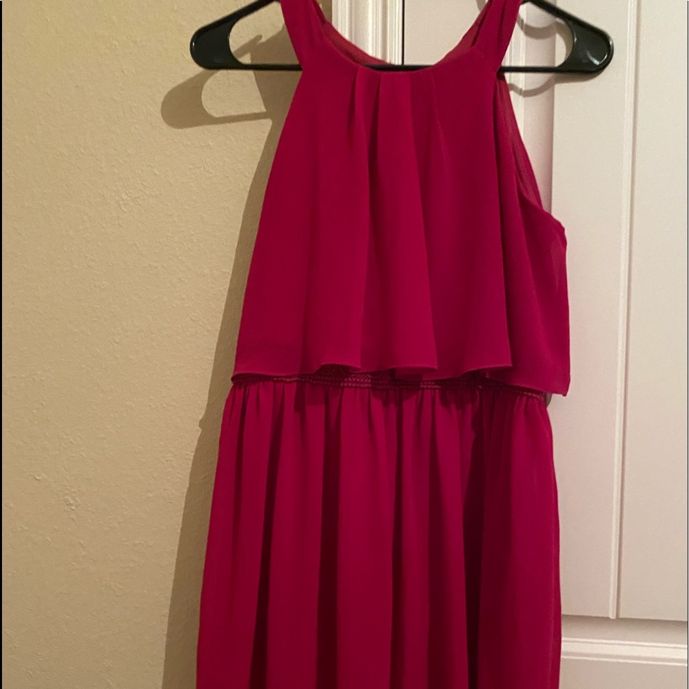 red violet dress